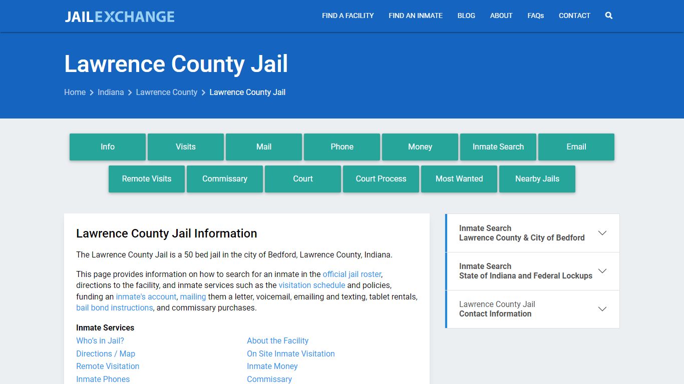 Lawrence County Jail, IN Inmate Search, Information